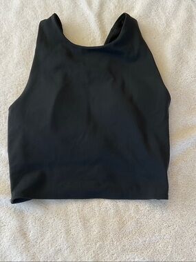 Women's Black Scoop Neck Crop Top - Athlux